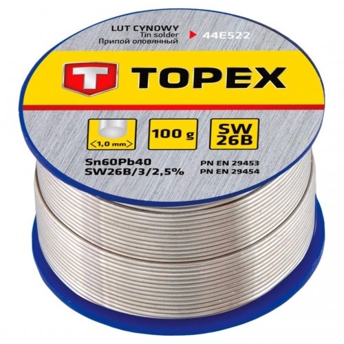 TOPEX Lut cynowy 60% Sn, drut 1.0 mm, 100 g 44E522 Topex