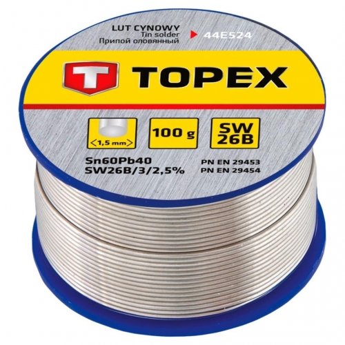 TOPEX Lut cynowy 60% Sn, drut 1.5 mm, 100 g 44E524 Topex