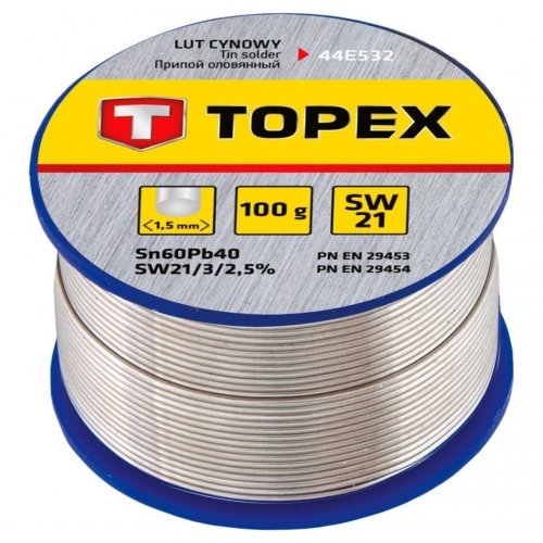 TOPEX Lut cynowy 60% Sn, drut 1.5 mm, 100 g 44E532 Topex