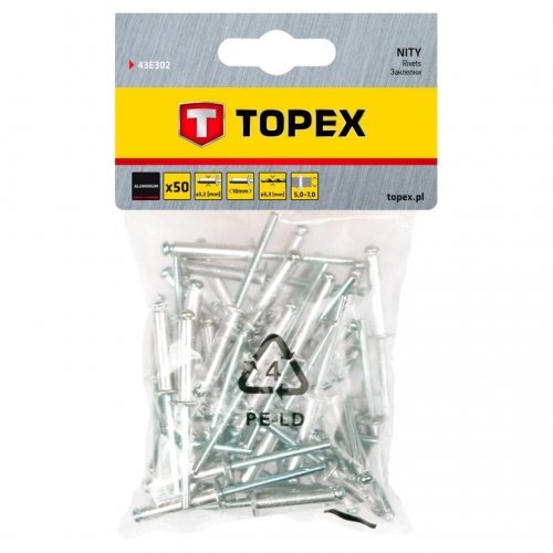 TOPEX Nity aluminiowe 3.2 x 10 mm, 50 szt. 4,3E+303 Topex