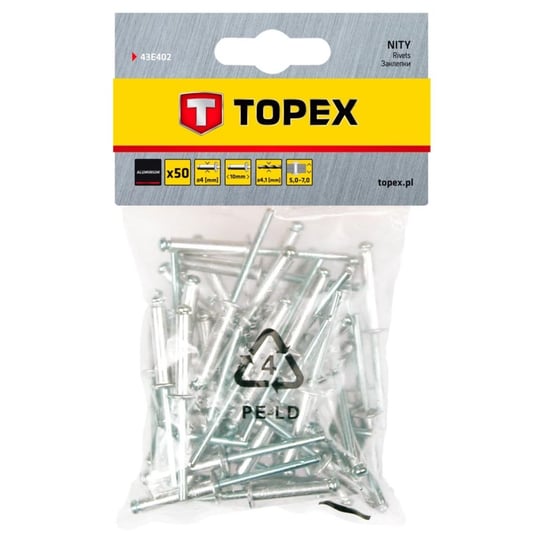 TOPEX Nity aluminiowe 4.0 x 10 mm, 50 szt. 43E402 Topex