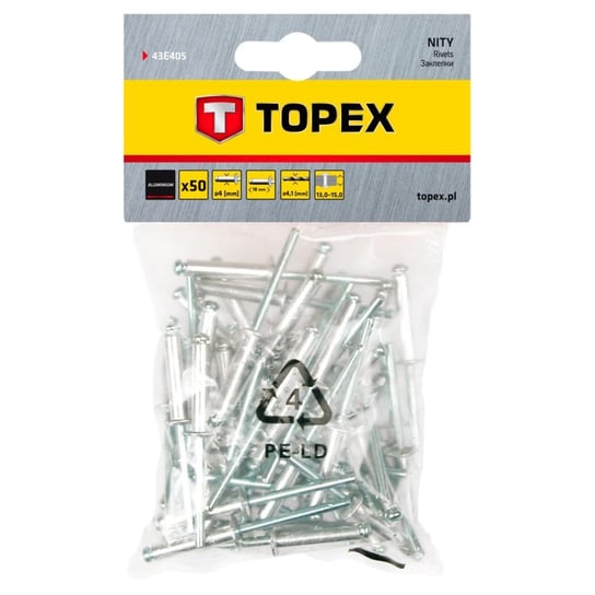 TOPEX Nity aluminiowe 4.0 x 18 mm, 50 szt. 43E405 Topex