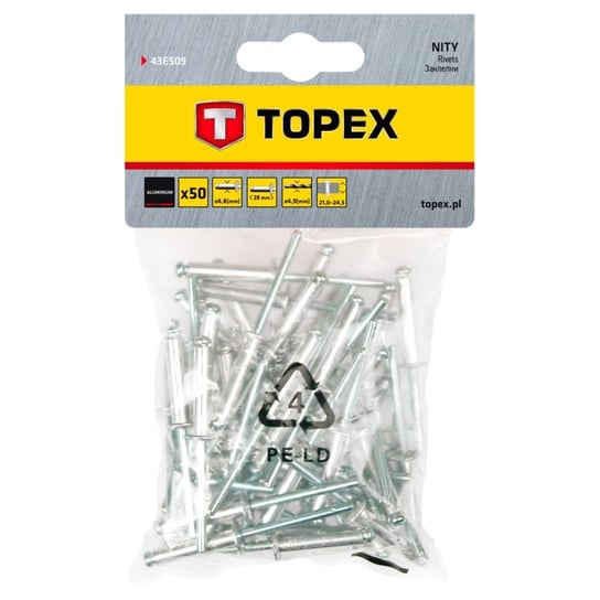 TOPEX Nity aluminiowe 4.8 x 28 mm, 50 szt. 43E509 Topex