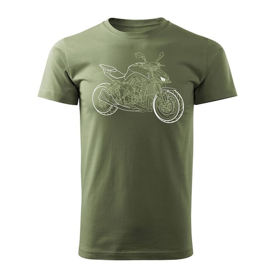 Toplslang, Koszulka męska motocyklowa Kawasaki 1000R, khaki, regular, rozmiar L Topslang