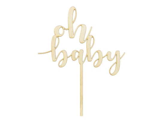 Topper drewniany, Oh baby, 17 cm PartyDeco