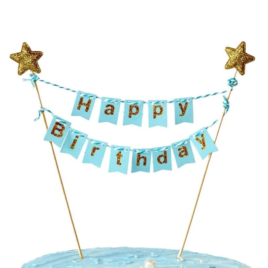 Topper Girlanda Happy Birthday Niebieski Cake Land