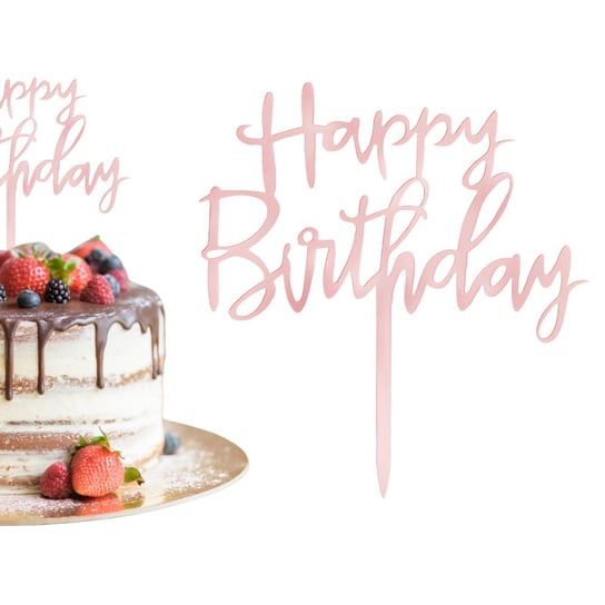 Topper na tort Happy Birthday różowy metaliczny Inna marka