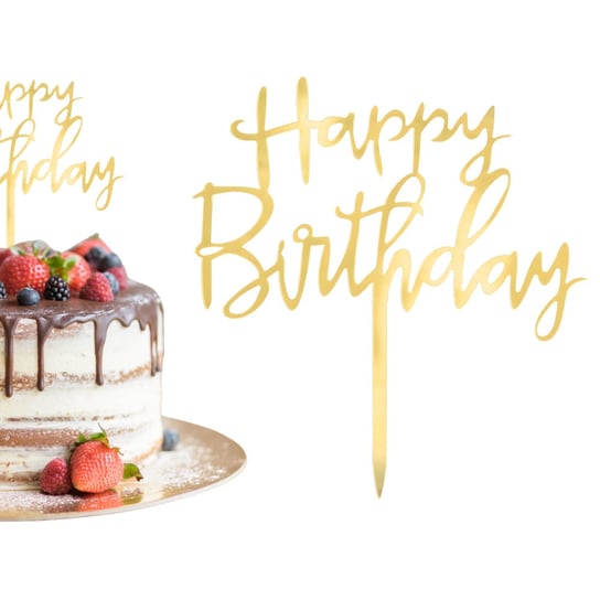 Topper na tort Happy Birthday złoty metaliczny Inna marka