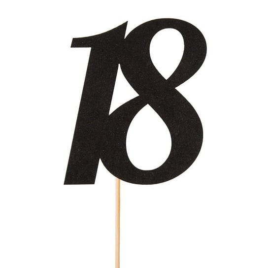 Topper na tort liczba "18", czarny czakos
