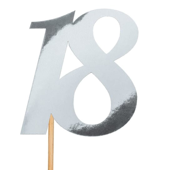 Topper na tort liczba "18", srebrny czakos