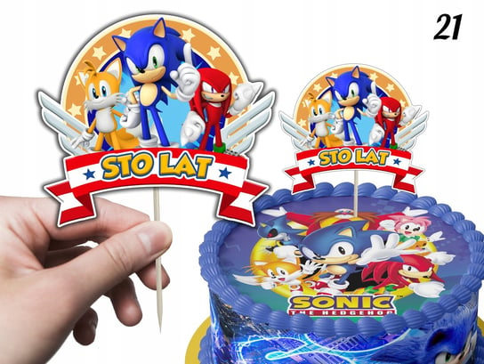 TOPPER NA TORT ozdoba dekoracja urodziny torcik SONIC SONIK GRY BAJKI Inna marka