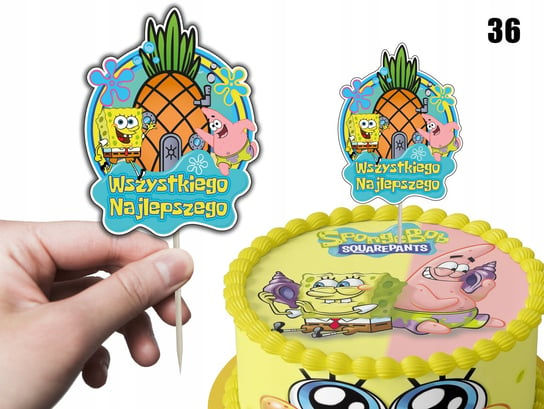 TOPPER NA TORT ozdoba dekoracja urodziny torcik SPONGEBOB BAJKI BAJKA Inna marka