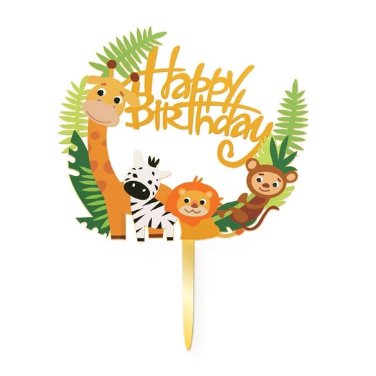 Topper na tort SHappy Birthday zwierzątka, zoo 15 cm PartyPal