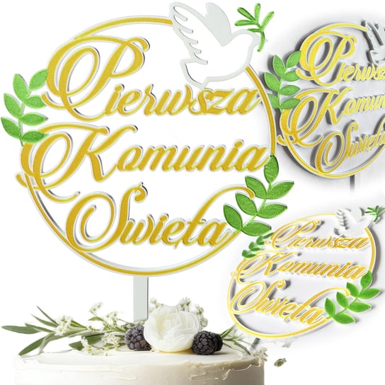 Topper PREMIUM dekoracja tort KOMUNIA ŚWIĘTA pamiątka komunii świętej EKO Kajawis