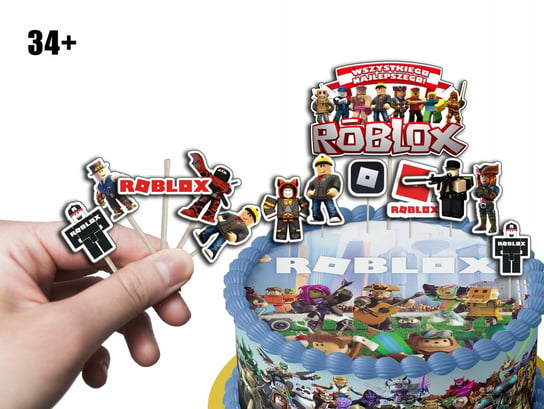 TOPPERY NA TORT (10szt) + duży TOPPER Najlepszego - ROBLOX GRY GRA WORLD CASE