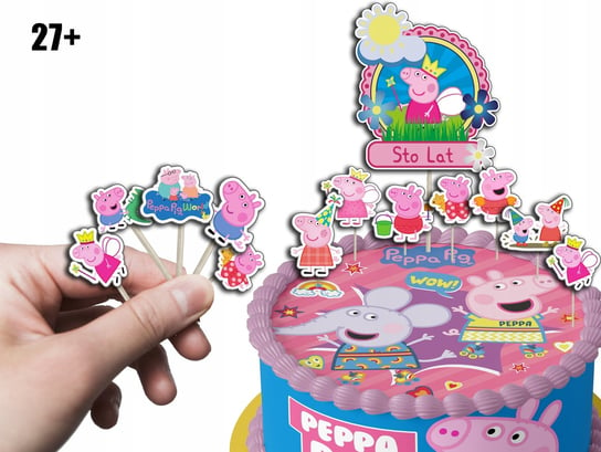 TOPPERY NA TORT (10szt) + duży TOPPER Najlepszego - ŚWINKA PEPPA GEORGE WORLD CASE