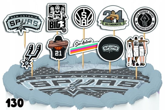 TOPPERY NA TORT OZDOBNE DEKORACJA ZESTAW - SPURS LOGO 10szt. WORLD CASE