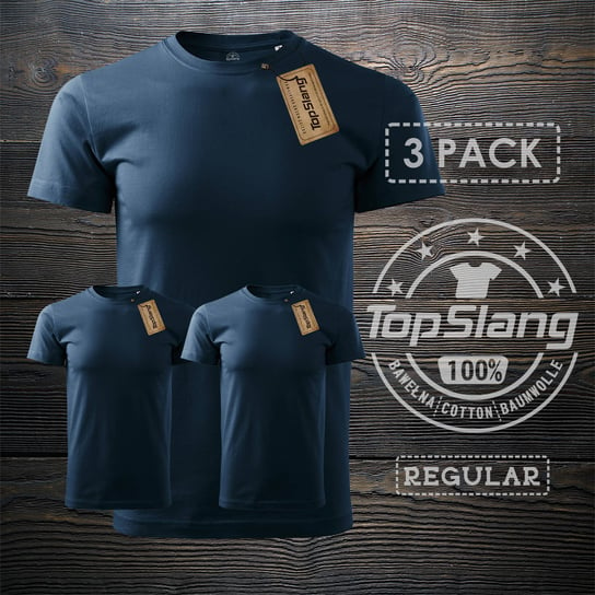 Topslang, Koszulka męska bawełniana, biała, 3 szt., regular, rozmiar S Topslang