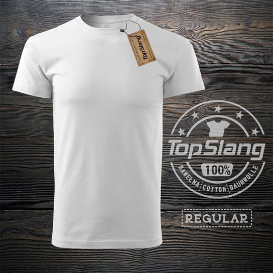 Topslang, Koszulka męska bawełniana, biała, regular, rozmiar S Topslang