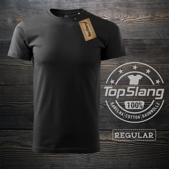 Topslang, Koszulka męska bawełniana, czarna, regular, rozmiar M Topslang