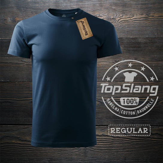 Topslang, Koszulka męska bawełniana, granatowa, regular, rozmiar M Topslang