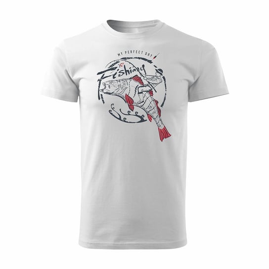 Topslang, Koszulka męska dla wędkarza wędkarska fishing, biała, regular, rozmiar L Topslang