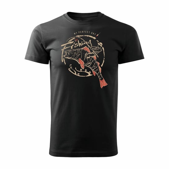 Topslang, Koszulka męska dla wędkarza wędkarska fishing, czarna, regular, rozmiar L Topslang