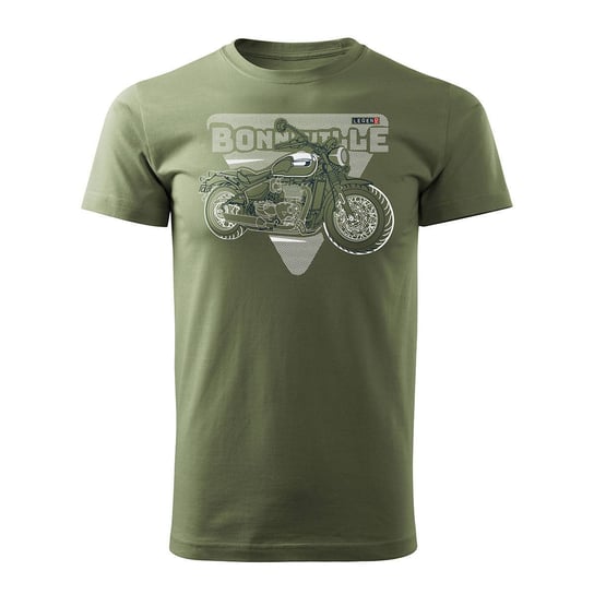 Topslang, Koszulka męska motocyklowa na motor z motocyklem Triumph Bonneville, khaki, rozmiar M Topslang