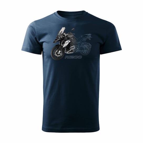 Topslang, Koszulka męska motocyklowa z motocyklem na motor BMW GS 1200, granatowa, rozmiar L Topslang