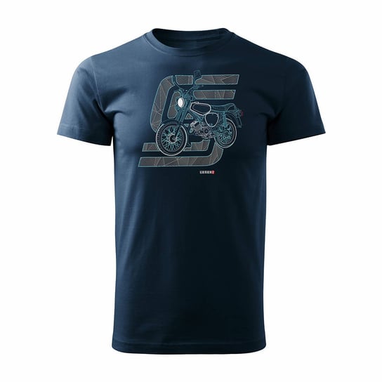 Topslang, Koszulka męska motocyklowa z motocyklem Simson Enduro S50 S51, granatowa, rozmiar XXL Topslang