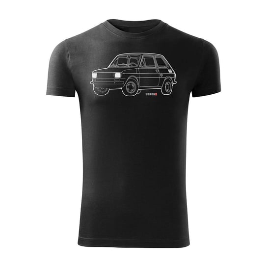 Topslang, Koszulka męska motoryzacyjna z samochodem Fiat 126p, czarna, slim, rozmiar XL Topslang