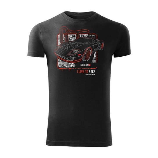 Topslang, Koszulka męska motoryzacyjna z samochodem Ford GT, czarna, slim, rozmiar M Topslang