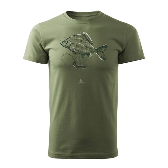 Topslang, Koszulka męska na ryby dla wędkarza wędkarska fishing karp, khaki, rozmiar M Topslang