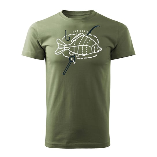 Topslang, Koszulka męska na ryby dla wędkarza wędkarska fishing karp, khaki, rozmiar M Topslang