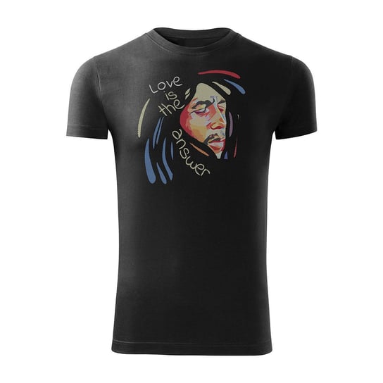 Topslang, Koszulka męska reggae z Bobem Marleyem, czarna, slim, rozmiar L Topslang