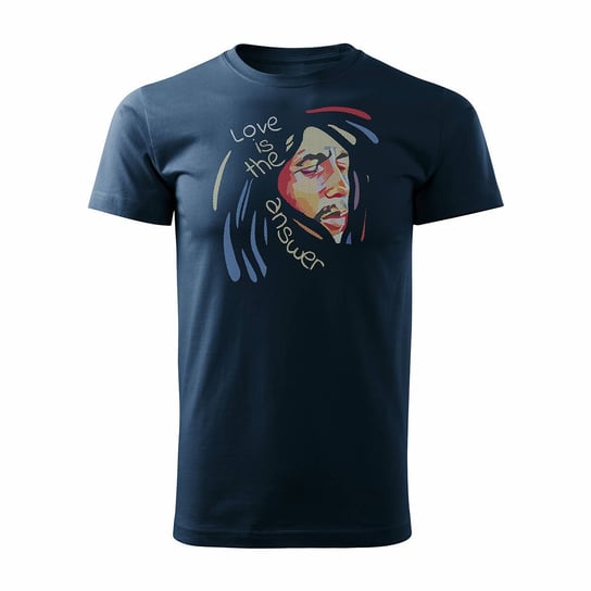 Topslang, Koszulka męska reggae z Bobem Marleyem, granatowa, regular, rozmiar M Topslang