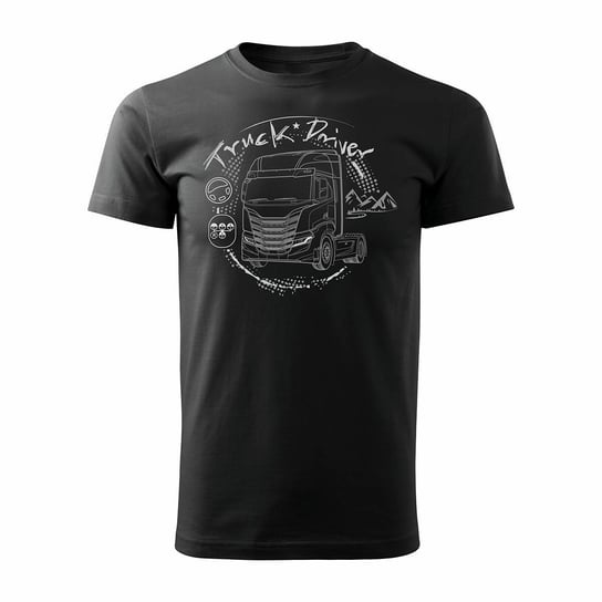 Topslang, Koszulka męska z ciężarówką Iveco prezent dla kierowcy Tira TIR, czarna, rozmiar L Topslang