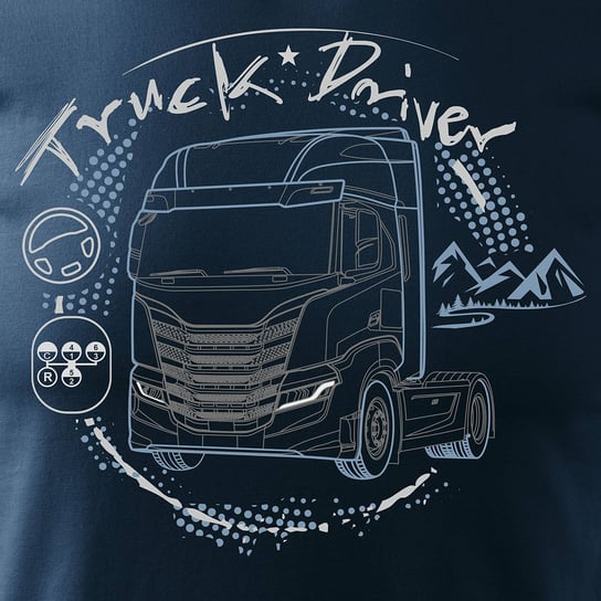 Topslang, Koszulka męska z ciężarówką Iveco prezent dla kierowcy Tira TIR, granatowa, rozmiar M Topslang