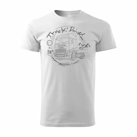 Topslang, Koszulka męska z ciężarówką Volvo dla kierowcy Tira, biała, regular, rozmiar L Topslang
