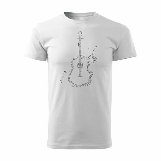 Topslang, Koszulka męska z gitarą dla gitarzysty rockowa jazzowa smooth jazz, biała, rozmiar M Topslang