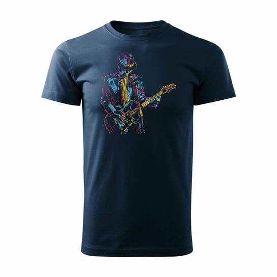 Topslang, Koszulka męska z gitarą dla gitarzysty rockowa jazzowa smooth jazz, granatowa, rozmiar S Topslang