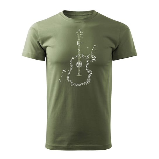 Topslang, Koszulka męska z gitarą dla gitarzysty rockowa jazzowa smooth jazz, khaki, rozmiar XL Topslang
