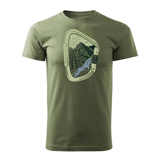 Topslang, Koszulka męska z górami w góry karabińczyk trekkingowa, khaki, rozmiar S Topslang