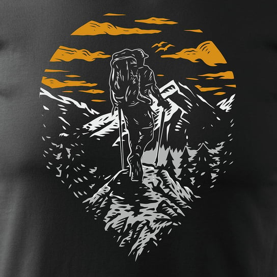 Topslang, Koszulka męska z górami w góry turysta tatry trekkingowa, czarna, rozmiar XXL Topslang
