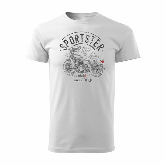 Topslang, Koszulka męska z motocyklem, Harley Davidson, biała, regular, rozmiar L Topslang