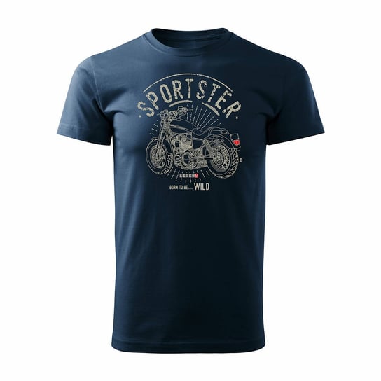 Topslang, Koszulka męska z motocyklem, Harley Davidson, granatowa, regular, rozmiar XS Topslang