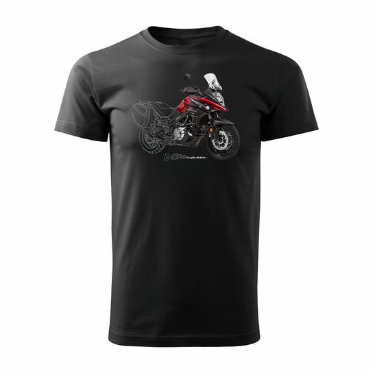 Topslang, Koszulka męska z motocyklem na motor Suzuki V-strom Vstrom DL 650 XT, czarna, rozmiar L Topslang
