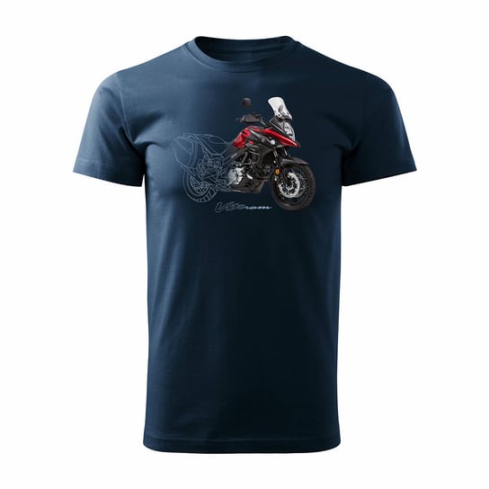 Topslang, Koszulka męska z motocyklem na motor Suzuki V-strom Vstrom DL 650 XT, granatowa, rozmiar L Topslang