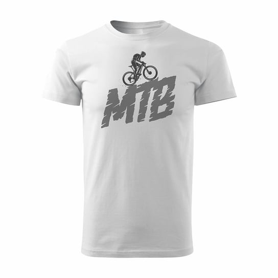 Topslang, Koszulka męska z rowerem górskim MTB, biała, regular, rozmiar S Topslang