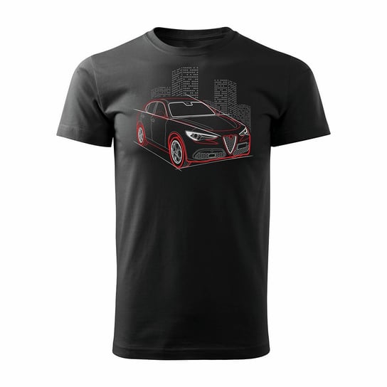 Topslang, Koszulka męska z samochodem Alfa Romeo Stelvio, czarna, regular, rozmiar S Topslang